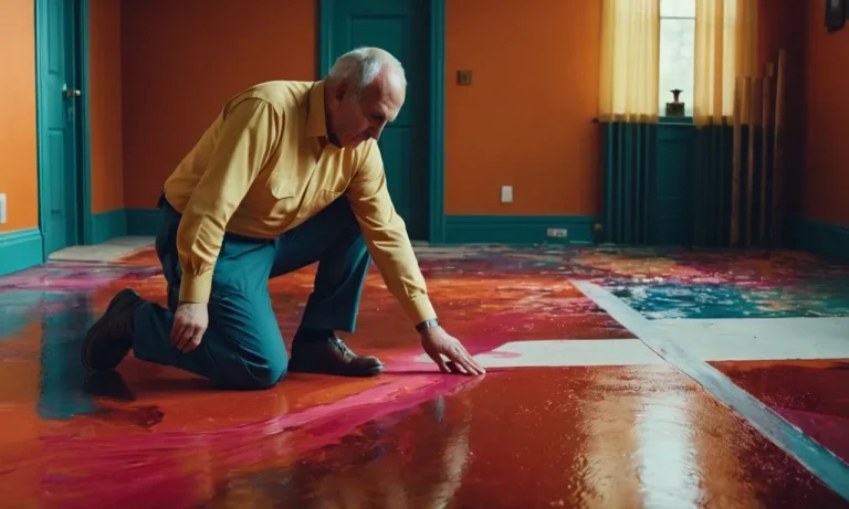 A vivid painting capturing the dilemma of whether to tip floor installers, showcasing conflicting emotions through contrasting colors and expressions, leaving the viewer pondering the appropriate answer.