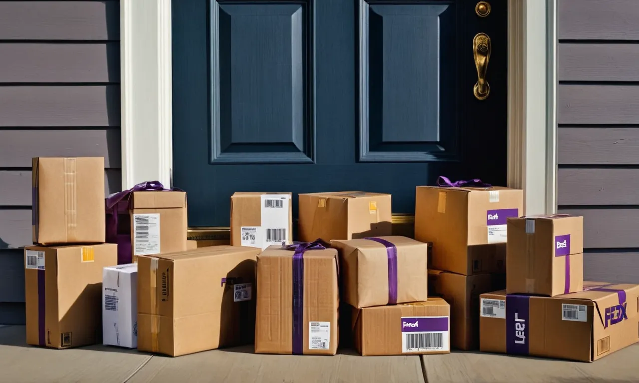 A painting depicting a doorstep filled with unopened packages, capturing the anticipation and uncertainty of whether FedEx will leave them there or take them away.