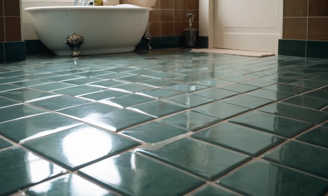 A close-up shot of flawlessly laid tiles on a pristine bathroom floor, showcasing a perfectly matched grout that enhances the overall aesthetic and durability.