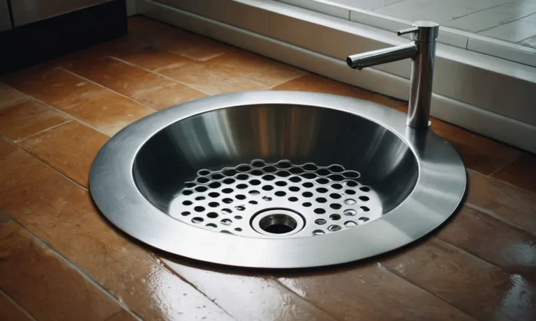 A captivating painting showcasing the contrast between a floor sink and a floor drain, capturing the essence of functionality and aesthetics in a minimalistic yet thought-provoking manner.