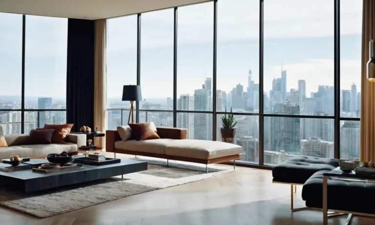 A captivating painting captures the allure of floor-to-ceiling windows apartments, merging urban landscapes with natural light, evoking a sense of contemporary living and the beauty of panoramic views.
