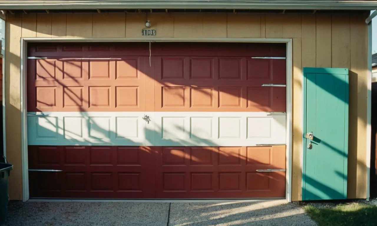 A close-up shot of a garage door halfway shut, revealing a sliver of light leaking through the gap, hinting at the inability to fully close.