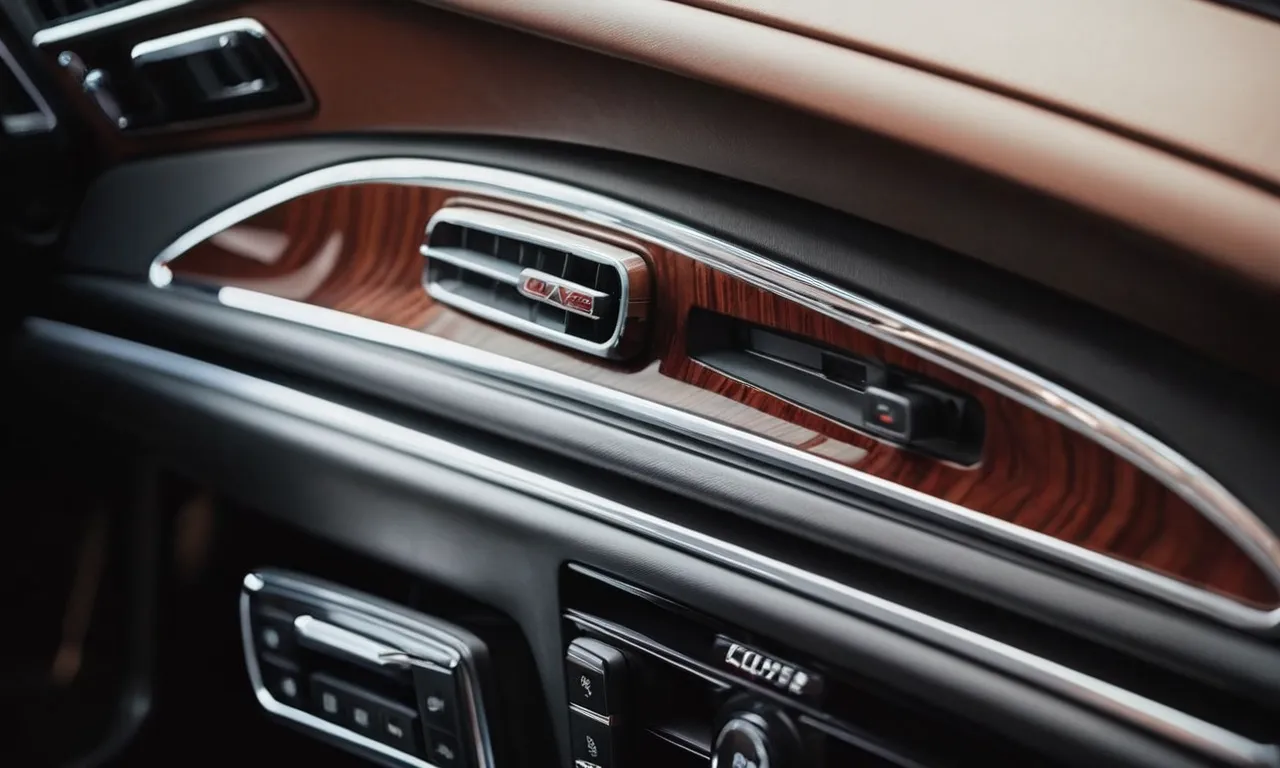 A close-up shot capturing the intricate details of a car's interior, showcasing the discreetly concealed door unlock button nestled seamlessly into the sleek design, providing a sense of secrecy and convenience.