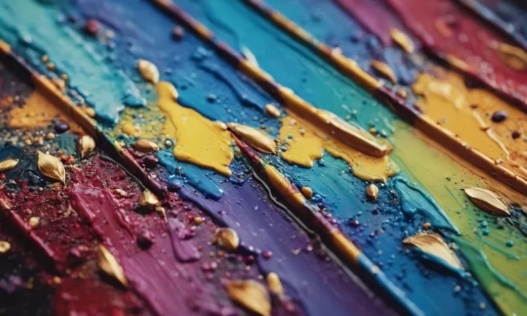 A close-up photo of a vibrant acrylic painting, showcasing intricate brushwork and rich colors, lasting for years as a testament to the enduring quality of acrylic paint.