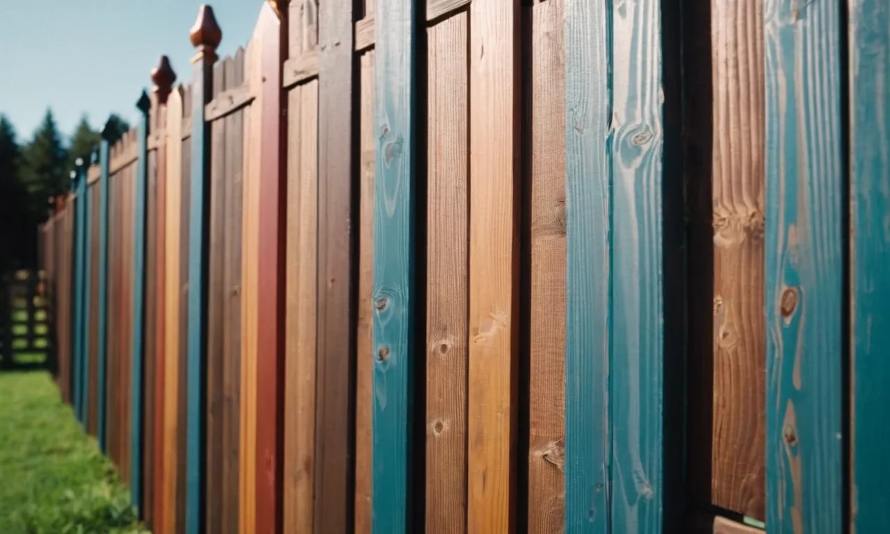 A close-up shot of a wooden fence coated with the best paint for treated wood, showcasing its smooth finish, vibrant color, and excellent protection against weathering.
