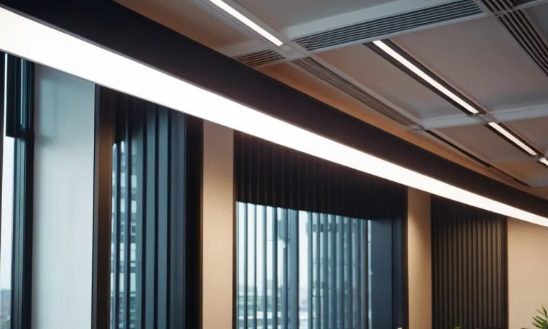 A close-up photo showcasing a bright, energy-efficient LED tube illuminating a modern office space, replacing traditional fluorescent tubes, creating a vibrant and eco-friendly lighting solution.