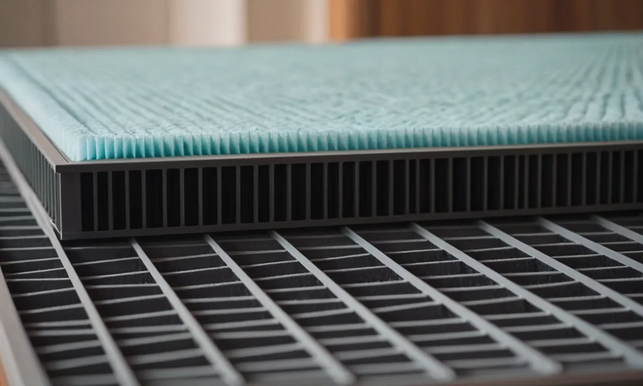 A close-up shot capturing a brand new, high-quality AC filter specifically designed to combat allergies and pet dander, promising a clean and purified indoor air environment.