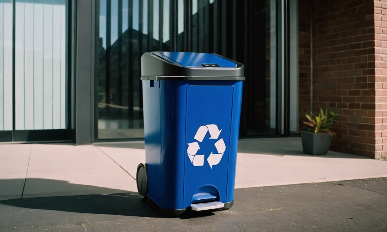A close-up photo capturing a sleek, dual-compartment trash can with clearly labeled sections for trash and recycling, emphasizing its functionality and eco-friendly design.