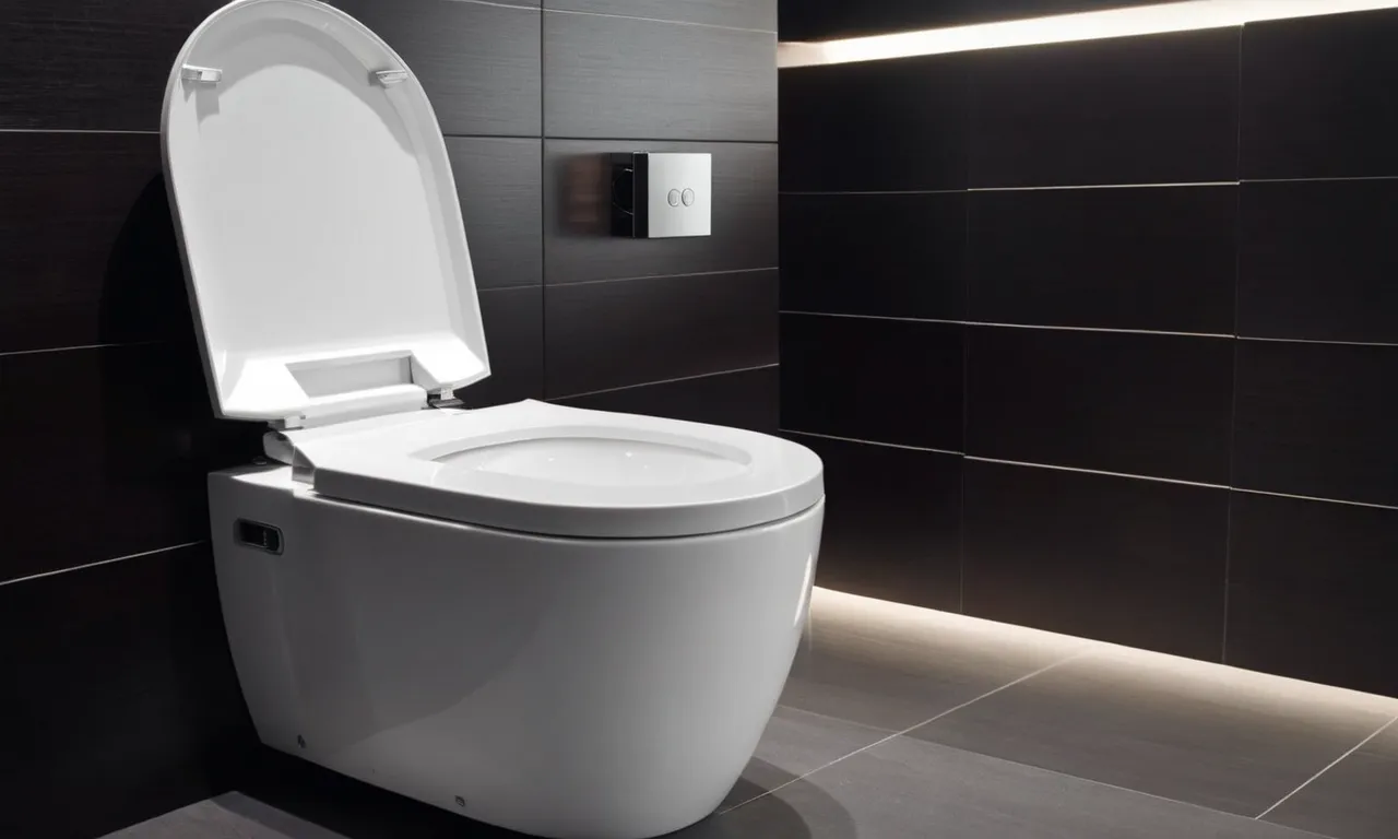 A close-up shot of a sleek, modern toilet with a built-in bidet, highlighting its advanced features and elegant design.