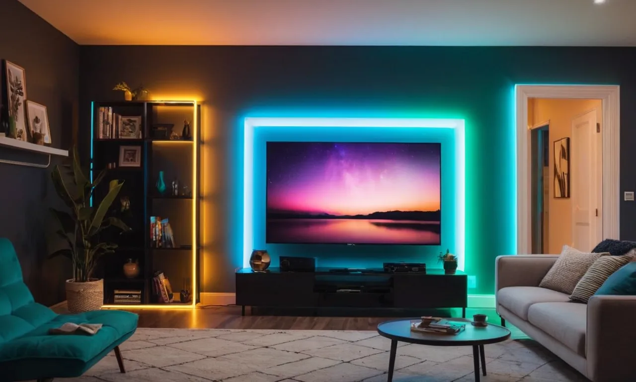 A photo showcasing a well-lit room with vibrant LED strip lights from Amazon, casting a mesmerizing glow and enhancing the ambiance.