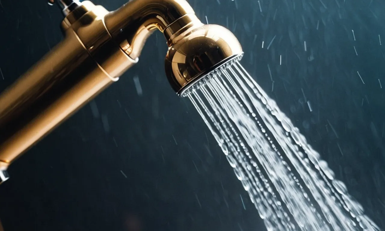 A close-up photo of a sleek rain shower head with a detachable handheld wand, showcasing its modern design and water droplets glistening in the light.