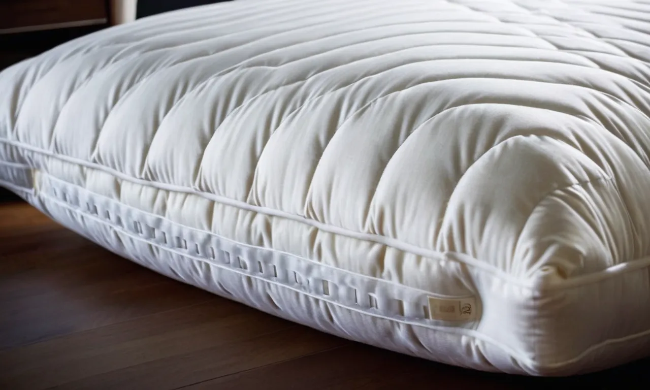A close-up shot capturing the luxurious texture and support of a king-sized pillow designed specifically for side sleepers, showcasing its ergonomic shape and plush filling.