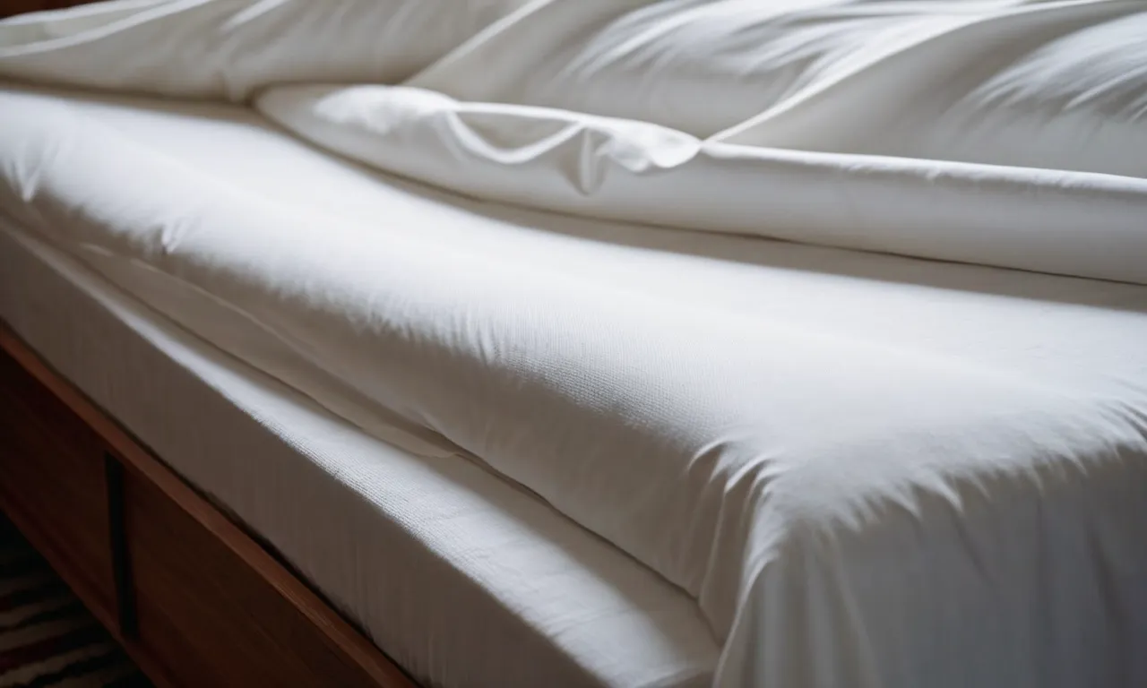 A close-up photo showcasing a crisp, white cotton sheet draping over a bed, evoking a cooling sensation and suggesting comfort for hot sleepers.