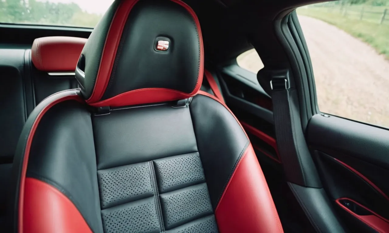 A close-up photo of a car seat with a specially designed ergonomic cushion, providing optimal support and relief for sciatica sufferers during long drives.