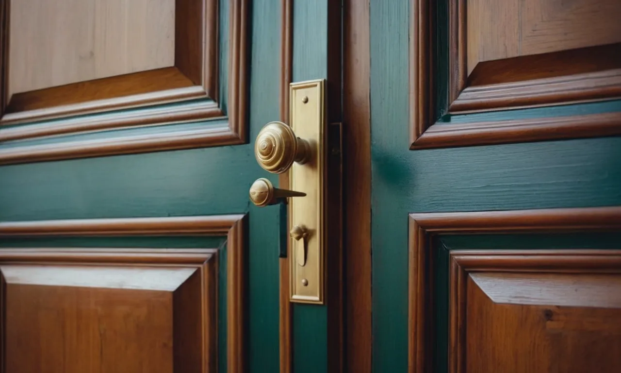 A close-up shot capturing a beautifully painted wooden door, displaying a flawless finish and crisp lines, showcasing the expertise and skill of the painter in choosing the best paint for trim and doors.