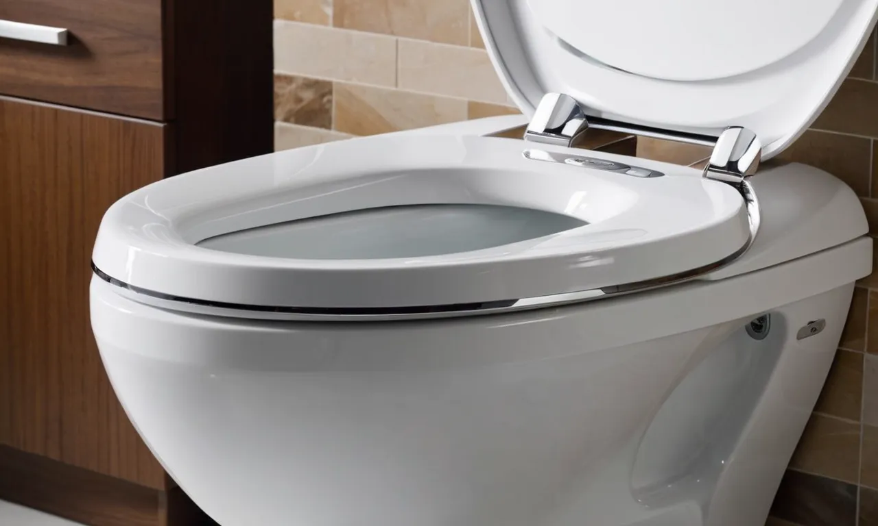 A close-up shot of a sleek, modern bidet toilet seat, showcasing its advanced features and luxurious design, emphasizing its non-electric functionality.