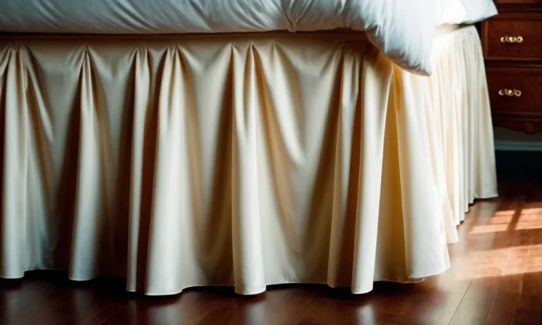 A close-up shot capturing the elegant and neatly tailored bed skirt gracefully draping over the corners of an adjustable bed, adding a touch of sophistication and style to the bedroom decor.