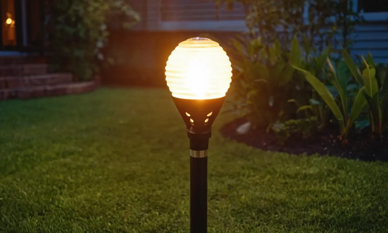 A close-up shot capturing the mesmerizing glow of the best solar torch light with flickering flame, casting a warm and inviting ambiance in the serene evening garden.