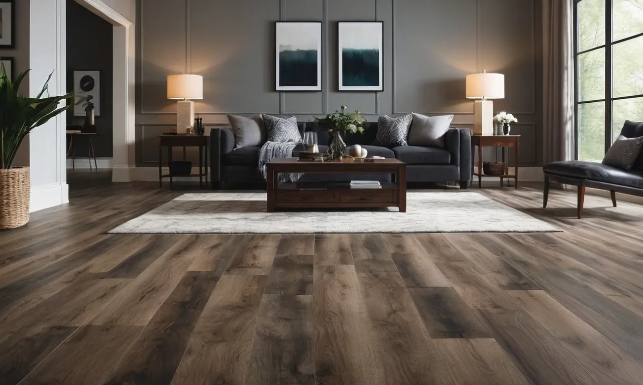 A stunning photograph captures the elegance of a spacious room featuring the best waterproof luxury vinyl plank flooring, showcasing its impeccable design, durability, and water resistance.