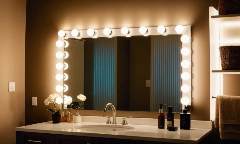 A close-up photo showcasing a well-lit bathroom vanity with the best LED light bulbs, emitting a warm and bright glow, enhancing the overall ambiance and functionality of the space.