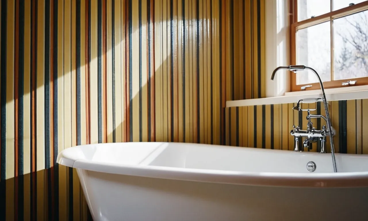 A close-up shot capturing a bathtub covered in non-slip strips, providing a safe and secure surface for bath time.