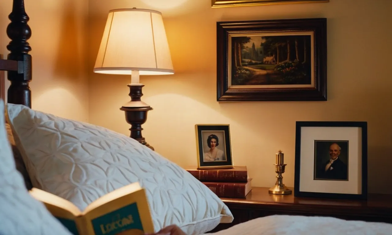 A close-up of a cozy bedroom corner, featuring a pair of elegant wall sconces casting a warm glow on a person engrossed in a book, creating the perfect ambiance for bedtime reading.