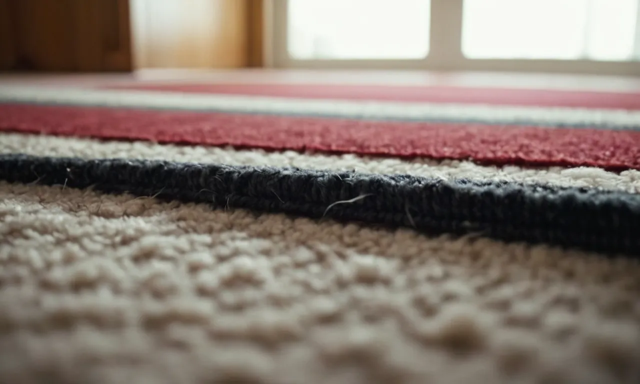 A close-up shot capturing the secure bond between a carpet and the floor using the best double-sided tape, showcasing its strength and durability, ensuring a seamless and slip-free carpet installation.