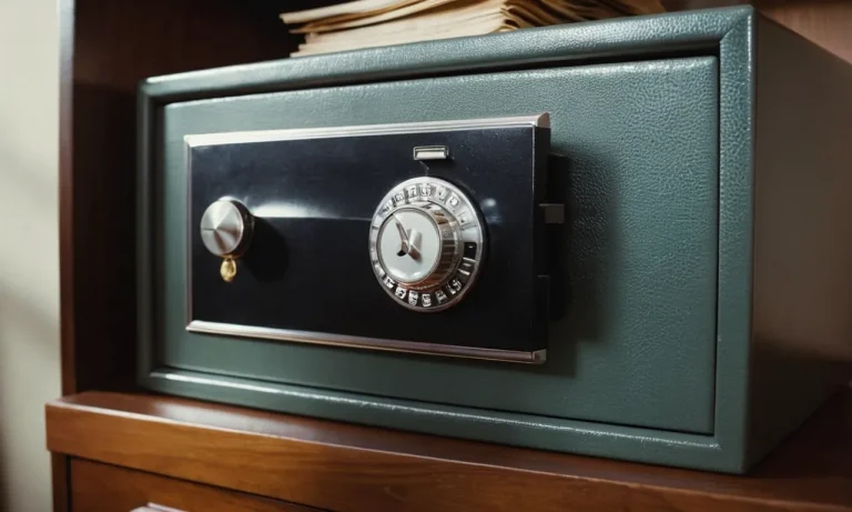 A close-up shot of a sturdy, fireproof home safe with a digital keypad, displaying a pristine interior filled with valuable documents, jewelry, and cash, symbolizing the best safety deposit box for home.