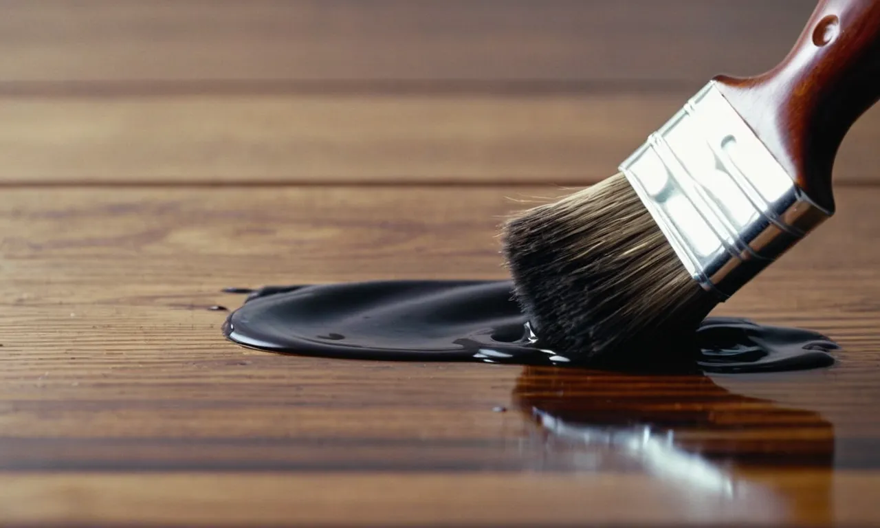 A close-up photograph capturing the smooth strokes of a paintbrush gliding over a wooden surface, applying a flawless coat of water-based polyurethane, showcasing its superior applicator qualities.