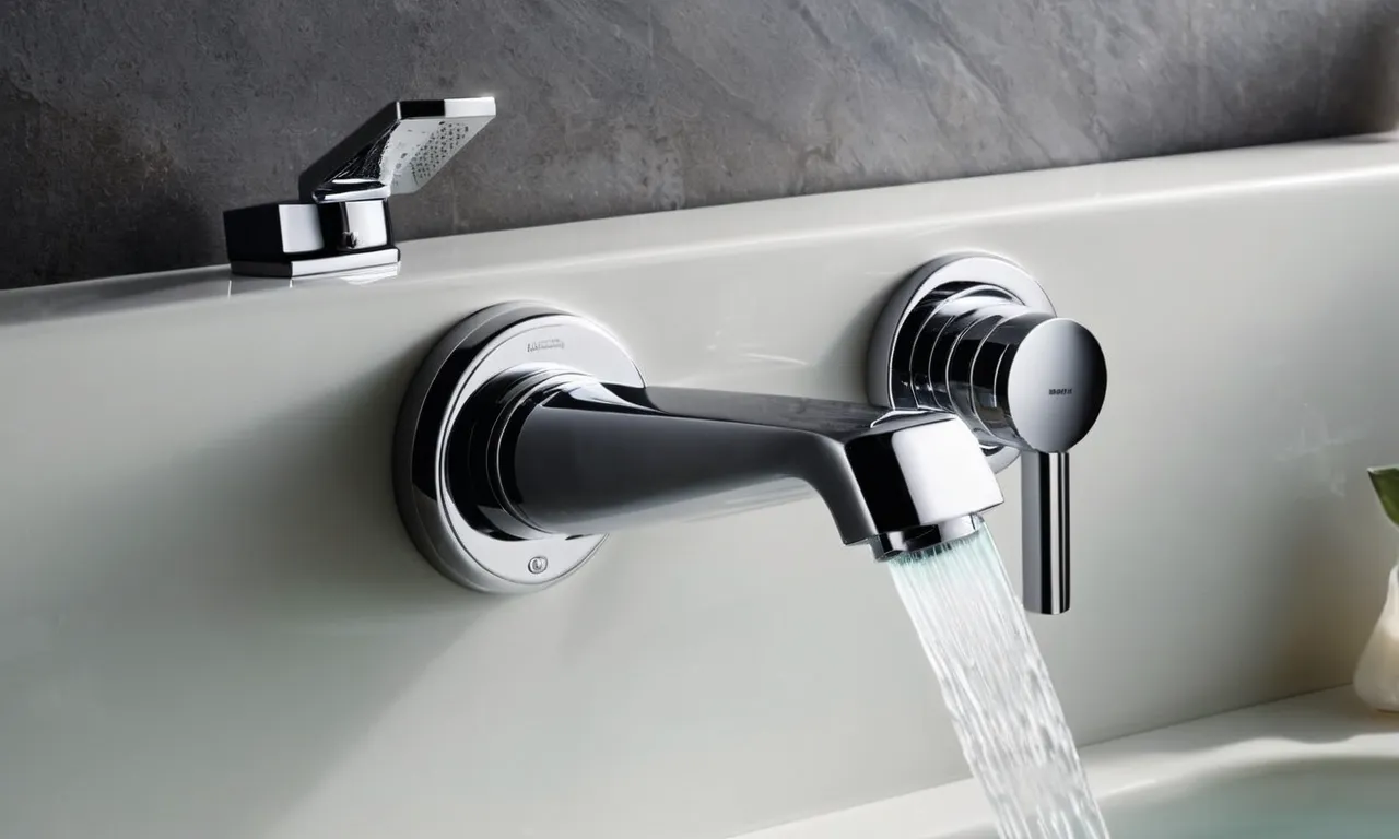 A close-up shot of a sleek, chrome-finished 3-handle tub and shower faucet, glistening in the light, showcasing its modern design and functionality.