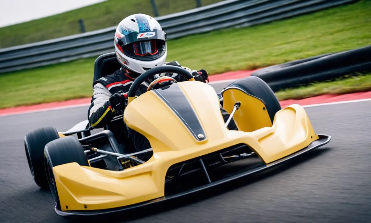 A close-up shot of a sleek, high-performance electric motor mounted on a go-kart chassis, showcasing its power and efficiency for an exhilarating racing experience.