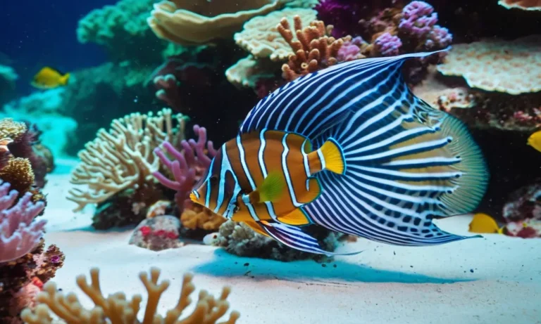 A close-up shot capturing the sleek design of a state-of-the-art wave maker submerged in a vibrant reef tank, creating magnificent waves that gently cascade over the colorful corals.