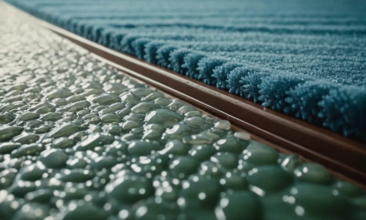 A close-up photo capturing the textured surface of a water-absorbing mat, showcasing its ability to quickly soak up moisture and prevent slipping in a bathroom environment.