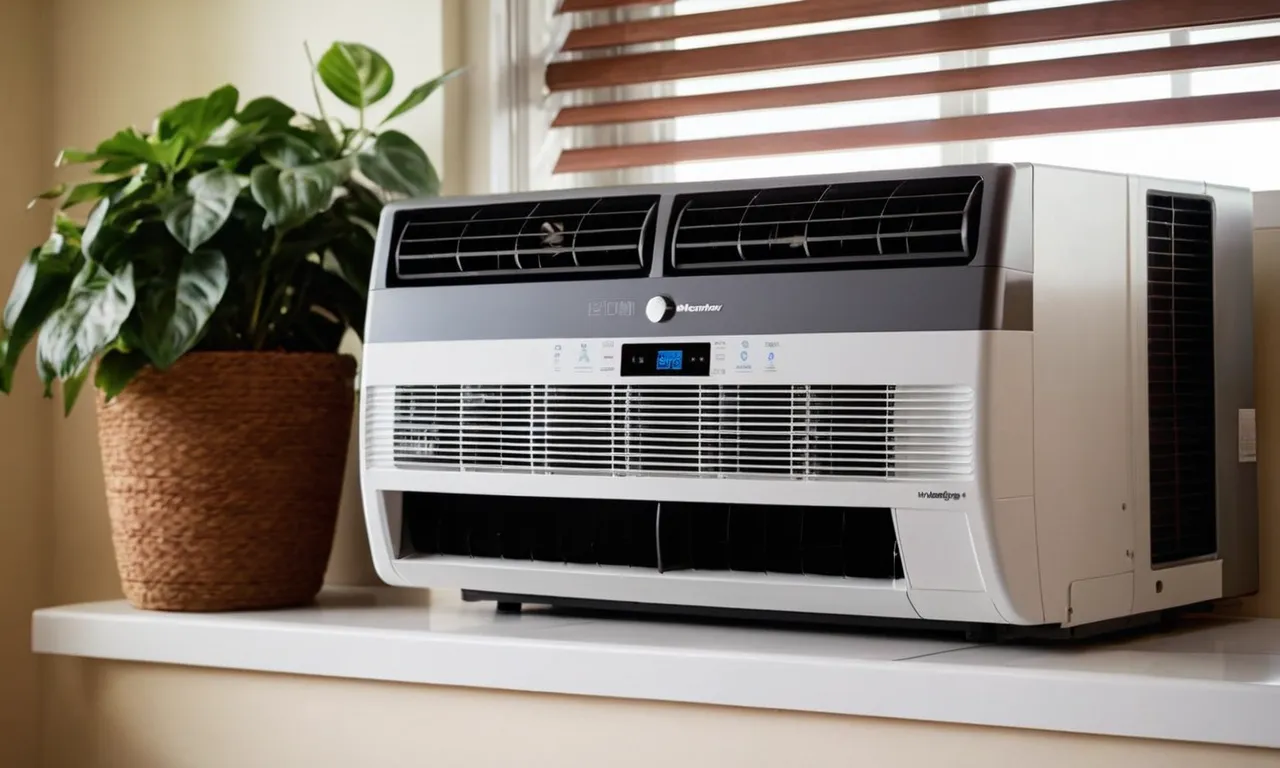 A close-up photo capturing the sleek design of a "best 8000 BTU window air conditioner", showcasing its energy-efficient features and compact size for easy installation and cooling performance.