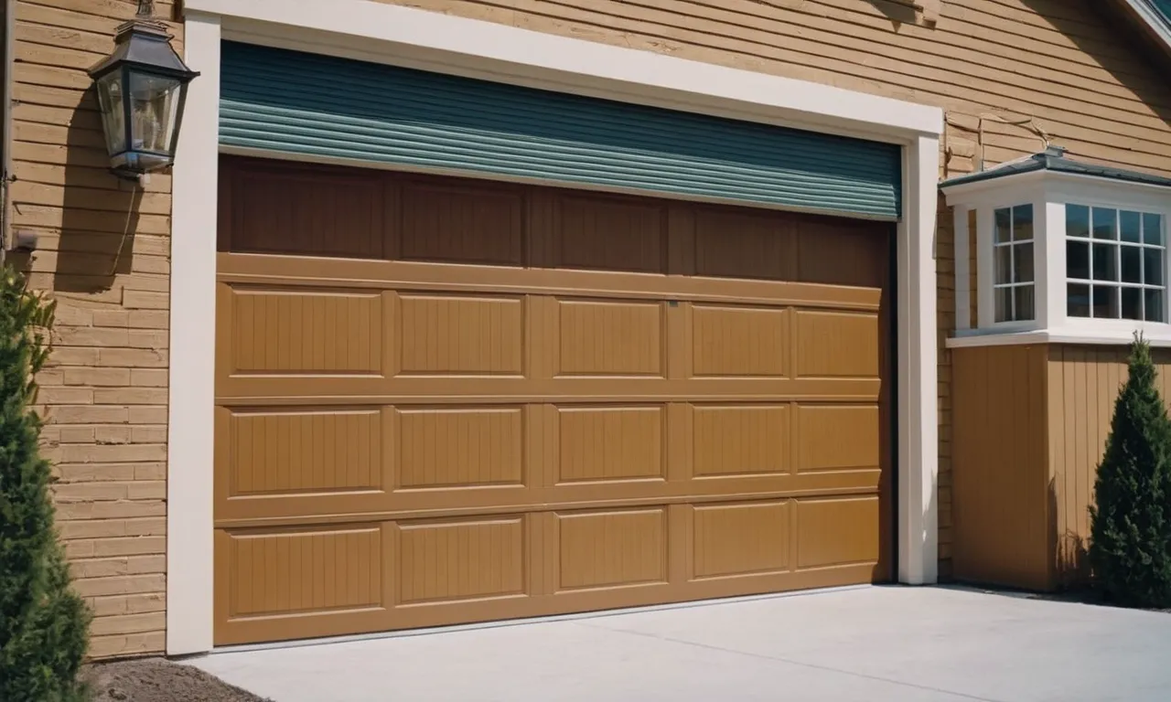 A close-up shot of a garage door, showing a layer of thick insulation material neatly installed on its interior, designed to keep out the scorching heat of a hot climate.