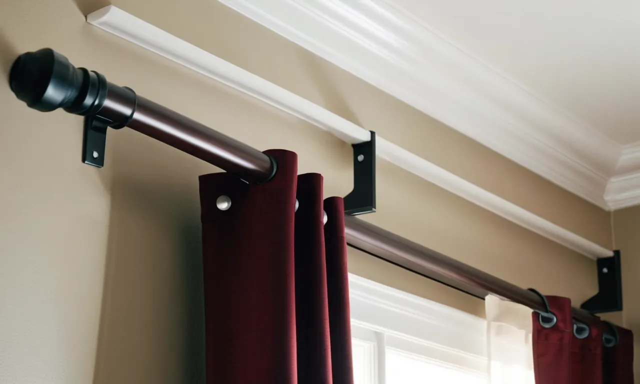 A close-up shot capturing the sleek and sturdy design of the best no-drill curtain rod brackets, showcasing their ability to securely hold curtains without damaging the walls.