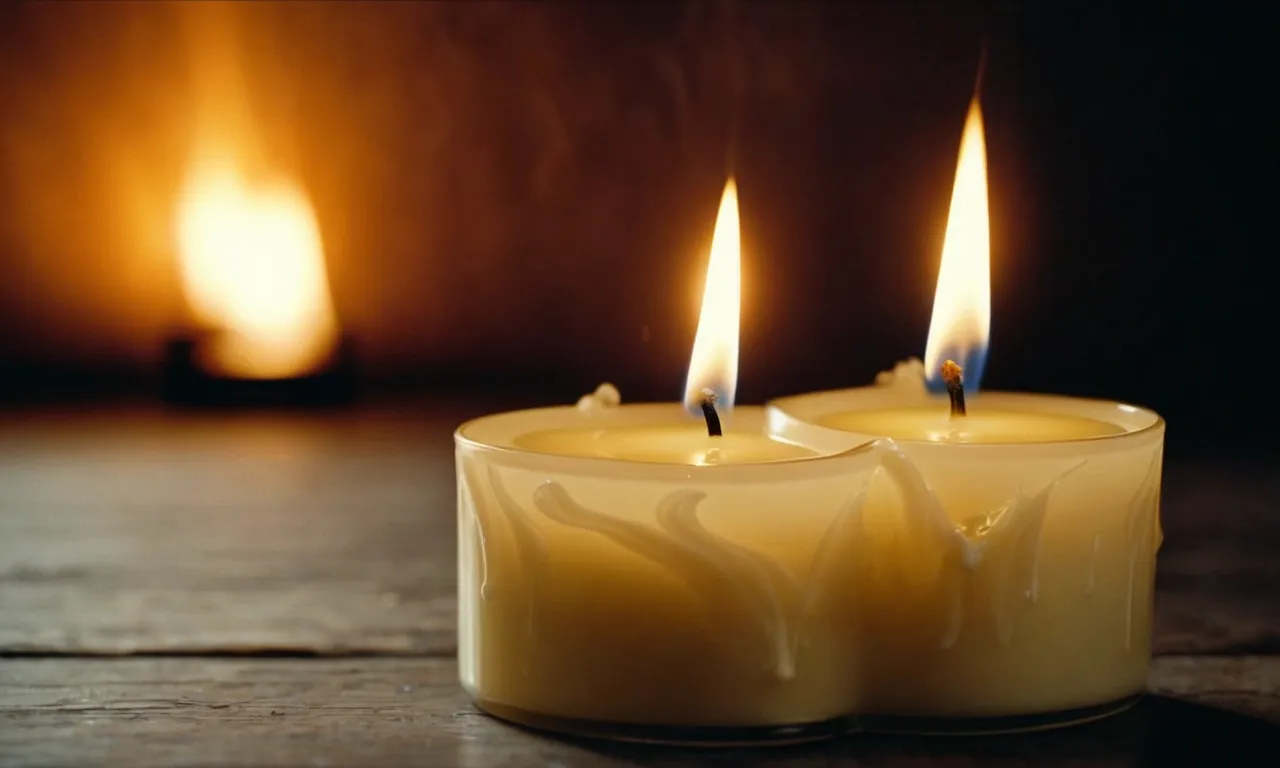 A close-up shot of a beautifully lit candle with aromatic wisps of smoke swirling around, capturing the essence and intensity of the best candle wax for an enchanting scent throw.