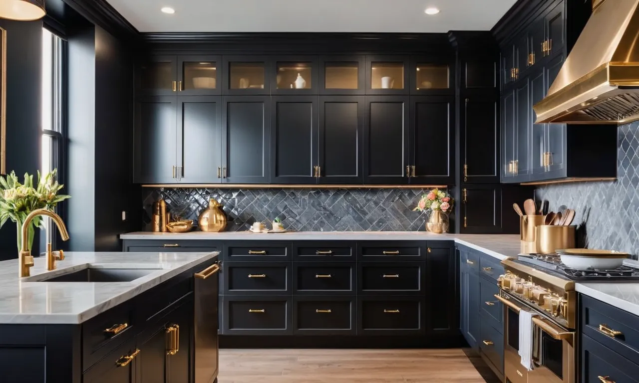 A close-up shot capturing the sleekness and elegance of kitchen cabinets coated in the best black paint, adding a touch of sophistication to the overall aesthetic.
