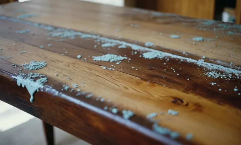 A close-up photo of a wooden table being gently stripped of layers of paint, revealing its natural grain and beauty, showcasing the effectiveness of the best paint remover for wood furniture.