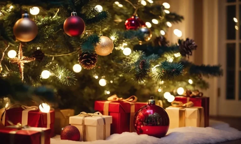 A close-up photo showcasing a beautifully adorned Christmas tree with best warm white LED lights, casting a cozy and inviting glow, creating a festive ambiance.