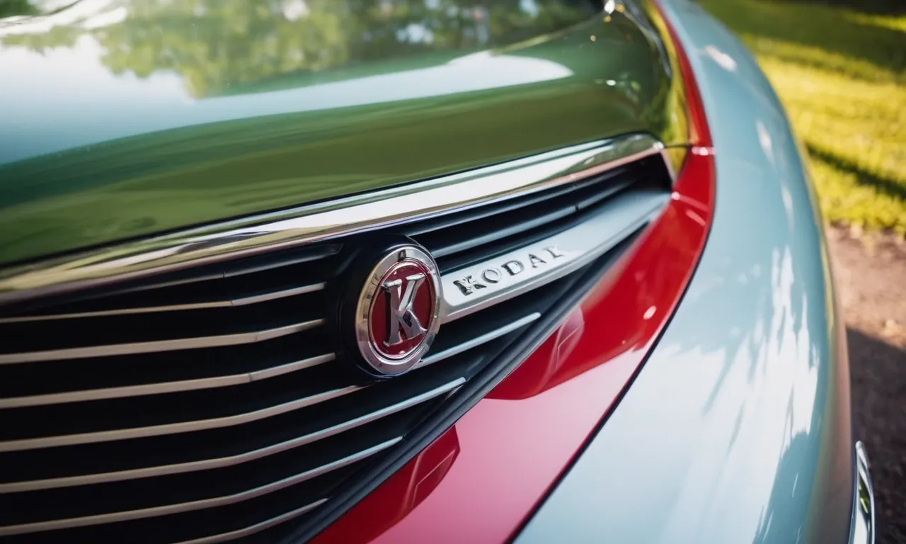 A close-up shot of a shiny, newly painted car hood, showcasing a flawless finish achieved with the best spray can paint, capturing depth, vibrancy, and a mirror-like reflection.