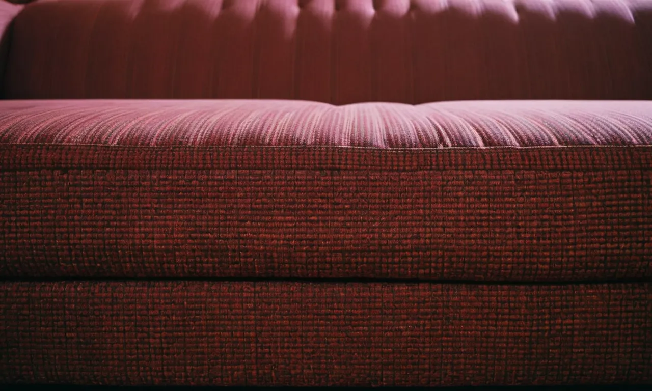 A close-up photo showcasing a durable and stain-resistant sofa fabric, with its tightly woven texture and vibrant color, conveying a sense of strength and longevity.
