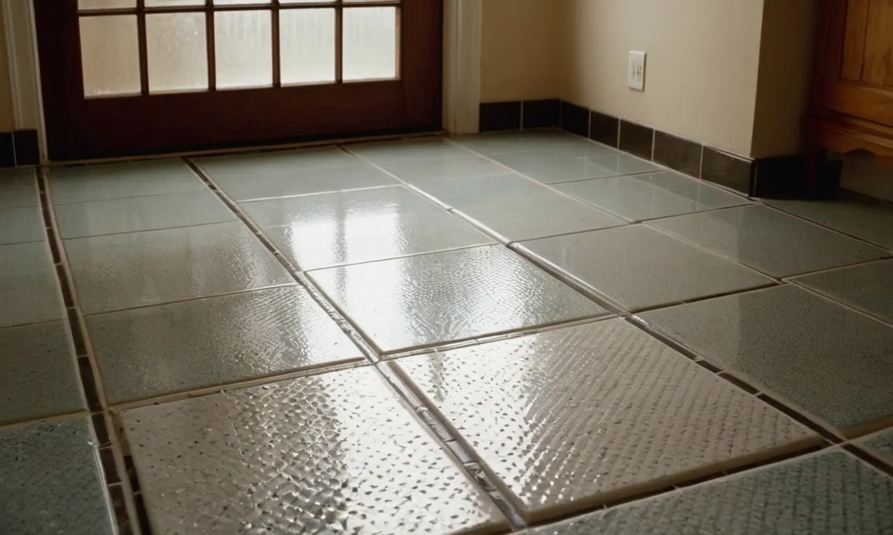 A top-down shot showcasing a gleaming tile floor, immaculately cleaned by the best power scrubber. The machine's bristles effortlessly remove dirt and grime, leaving behind a pristine and sparkling surface.