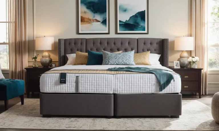 A photo of a luxurious bedroom showcasing a split California king adjustable bed with top-notch features, providing ultimate comfort and individualized sleep positions for couples.