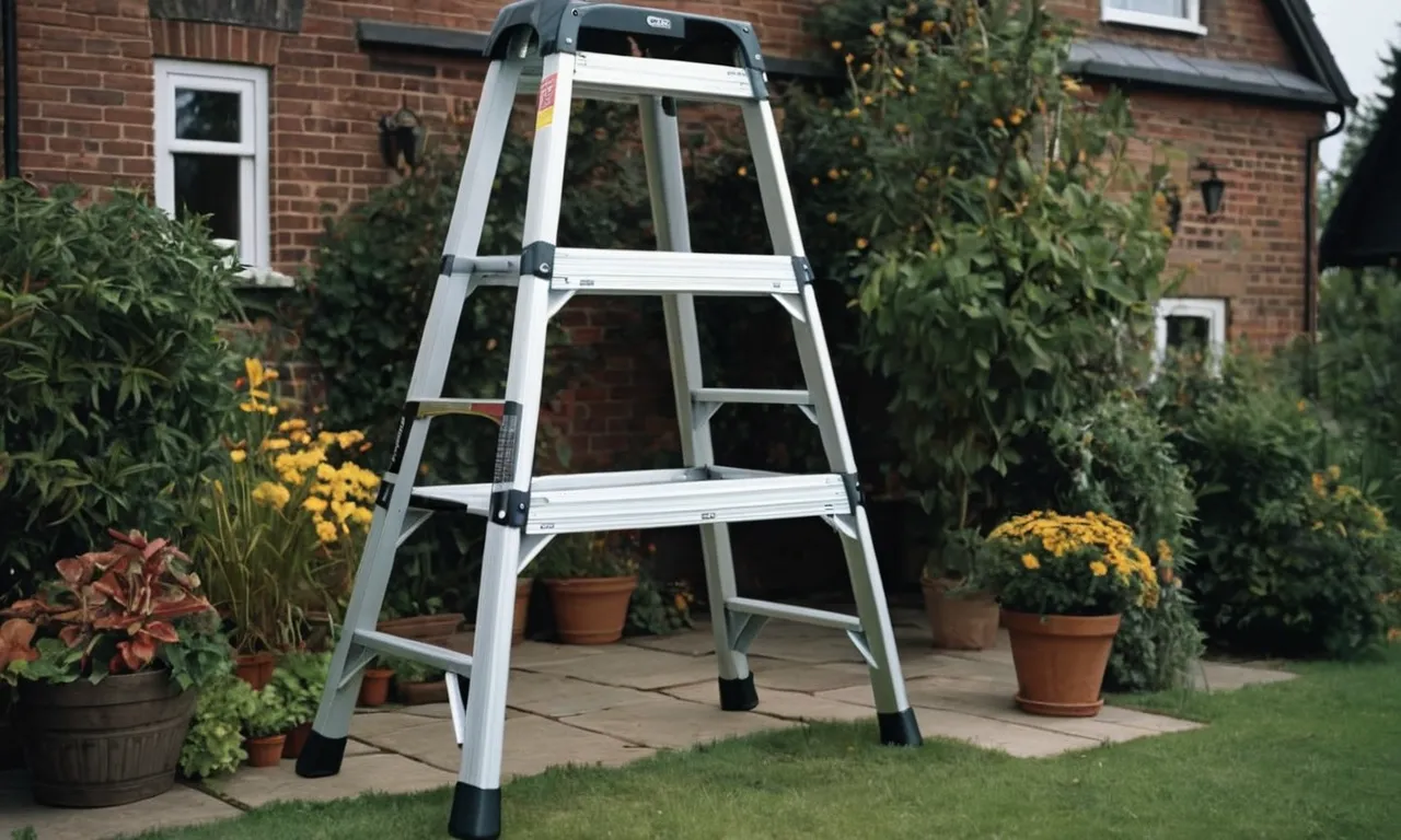 A photo showcasing a sturdy and versatile step ladder, designed for home use. It highlights its compact size, safety features, and various adjustable positions, making it the perfect tool for reaching high places.