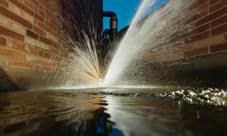 A close-up shot capturing a powerful pressure washer nozzle blasting water through a sewer pipe, showcasing the effectiveness of the best sewer jetter kit in clearing stubborn blockages.