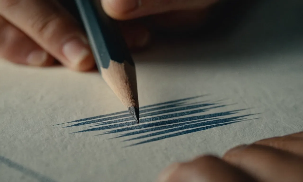A close-up photograph capturing the texture of a hand holding a perfectly sharpened pencil, poised above a pristine sheet of high-quality drawing paper, ready to create a masterpiece.