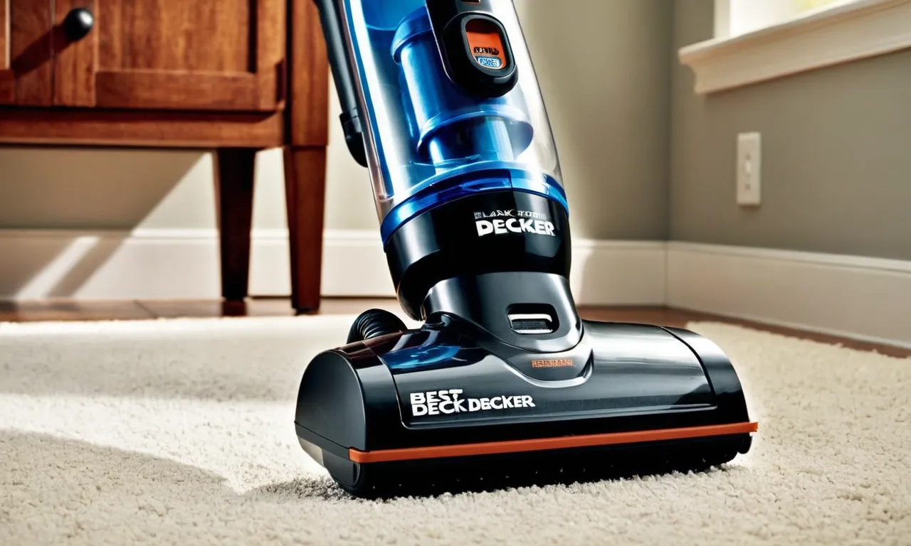 A close-up photo capturing the sleek and compact design of the Best Black and Decker hand vacuum, showcasing its powerful suction and versatile attachments for efficient cleaning.