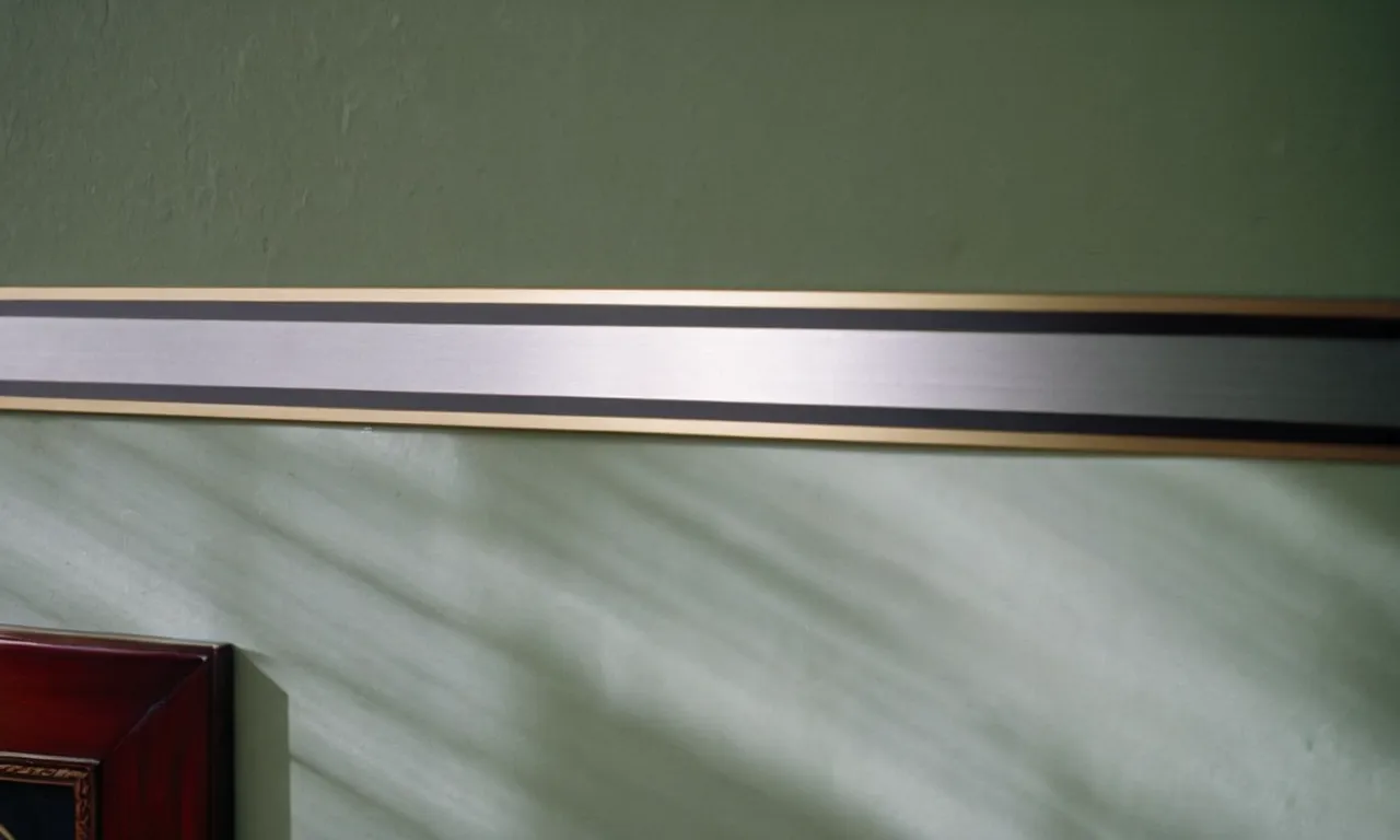 A close-up photo capturing a sturdy adhesive strip securely holding a large, weighty frame to a wall, demonstrating the effectiveness of this adhesive for hanging heavy objects.