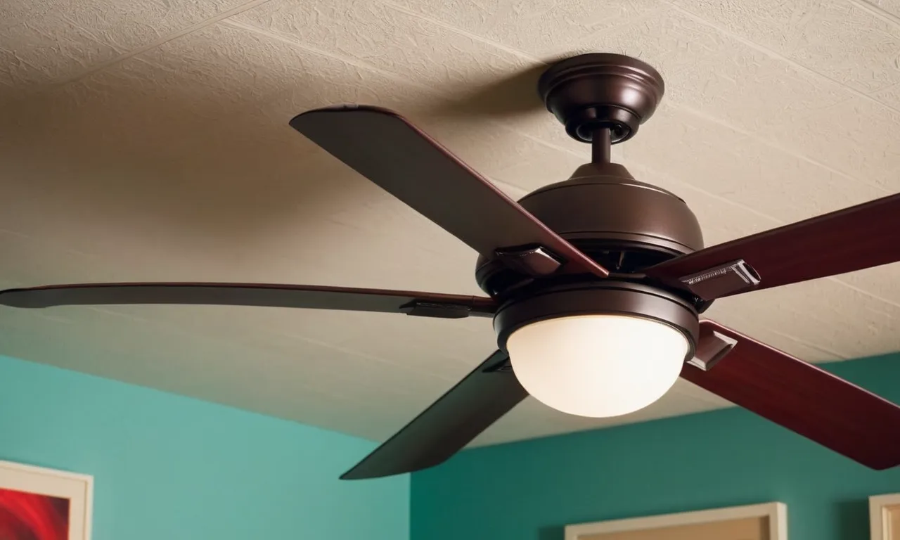 A close-up shot of a modern ceiling fan, featuring bright LED lights illuminating a room, showcasing the stylish design and functionality of the best ceiling fans with bright lights.